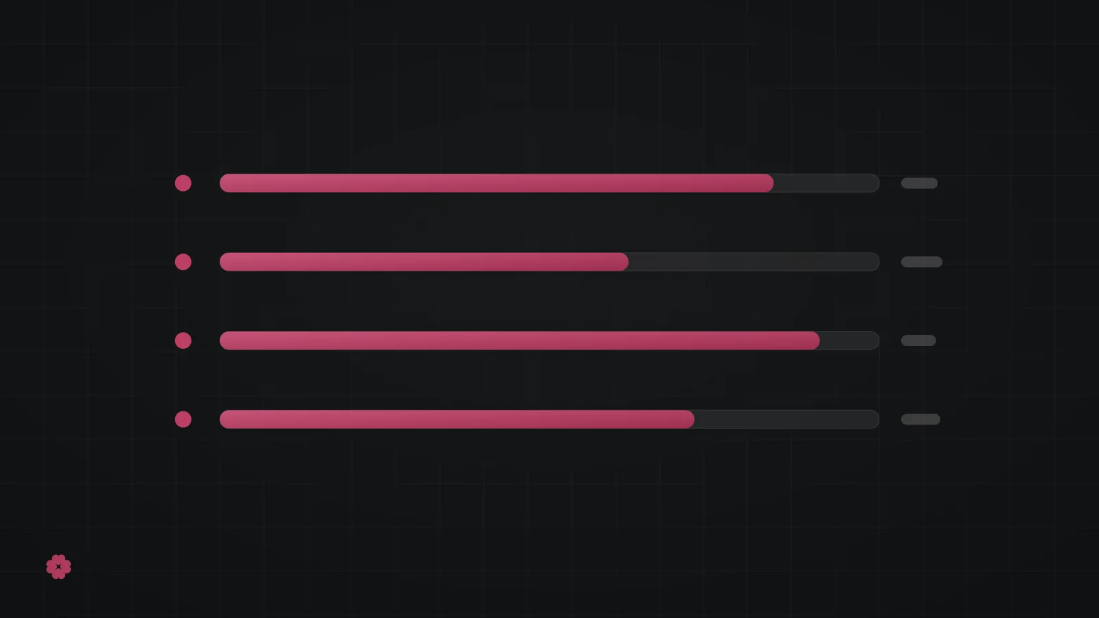 Abstract proof gauge bars in raspberry on graphite.