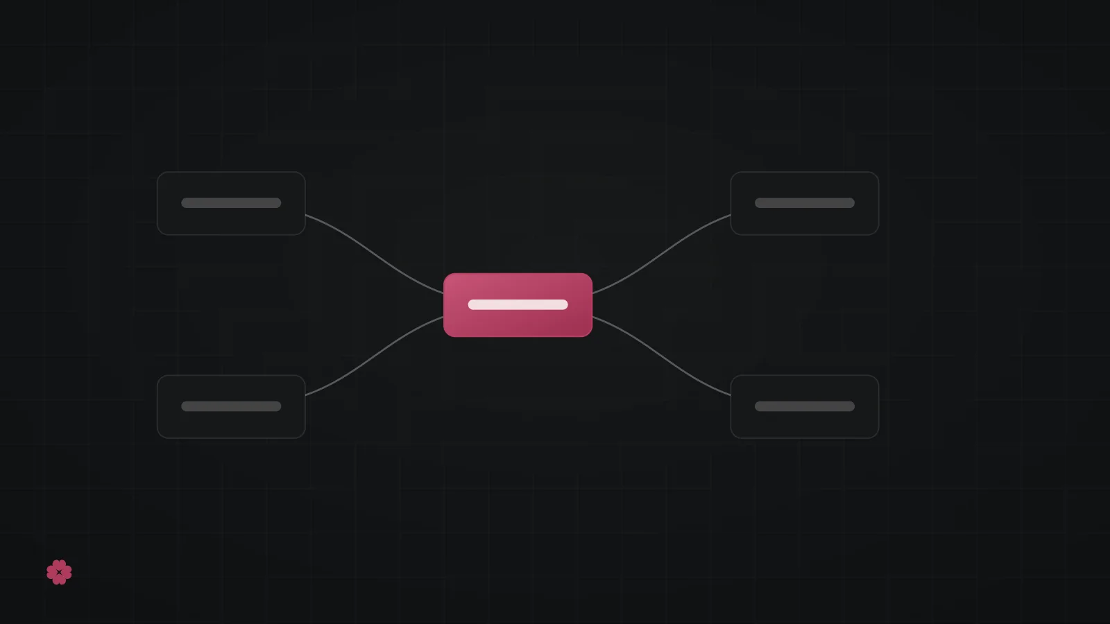 Abstract node-edge flow diagram in raspberry on graphite.