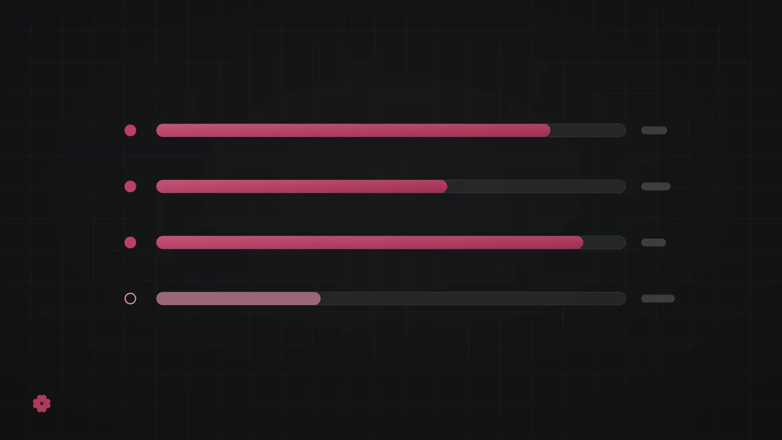Abstract readiness gauge bars in raspberry on graphite.