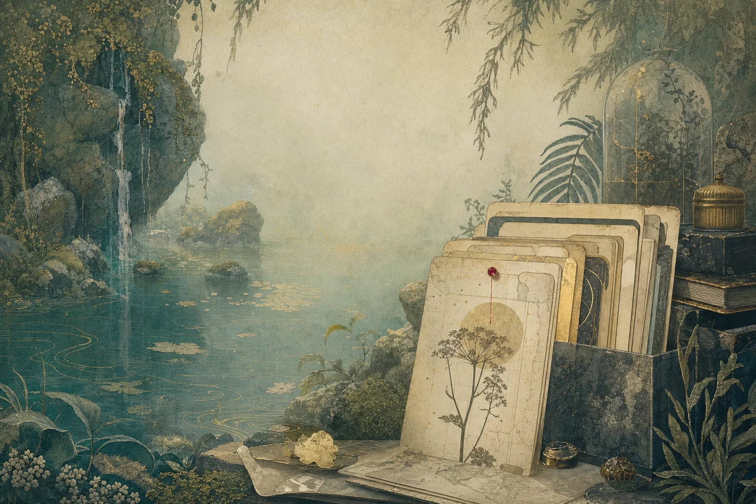 An original nocturnal archive illustration framing a luminous memi Studio field note.